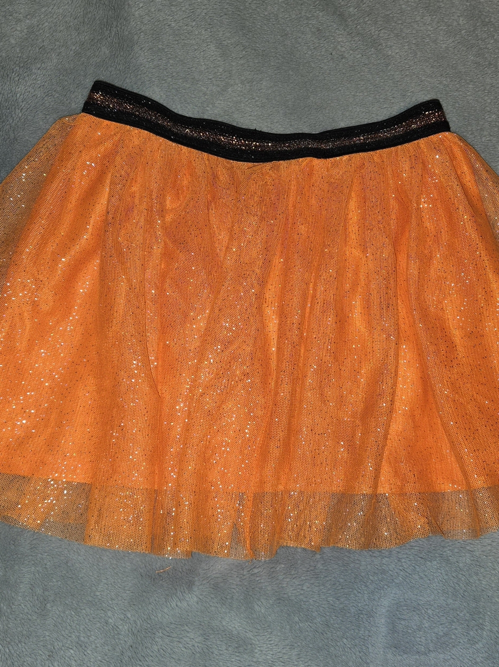 Glitter Orange Tulle Skater Skirt with Black Waistband SZ S (6-6x)